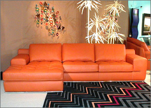  orange sectional sofa